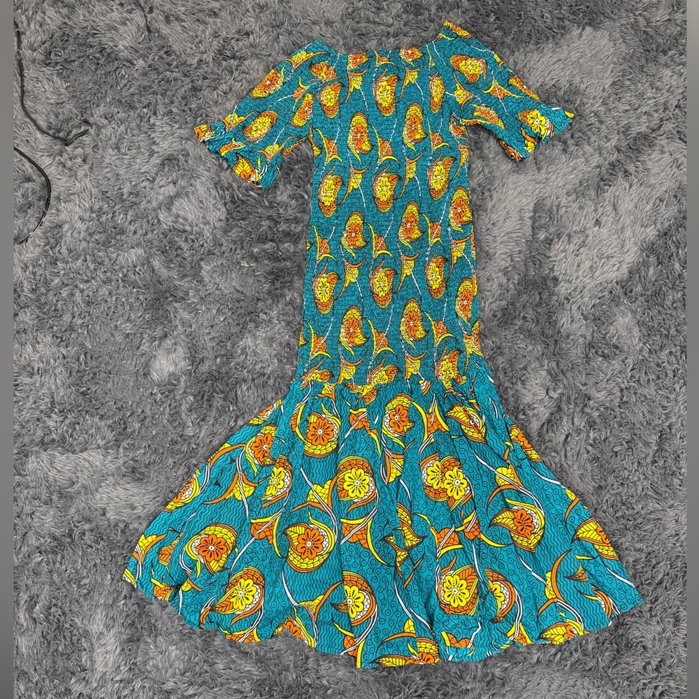 Utopia Africa Designs Teal and Orange Maxi Dress